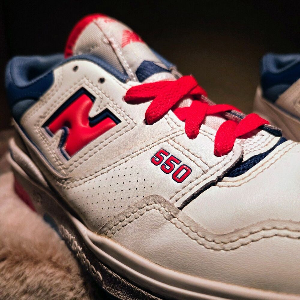 New Balance 550 Red Atlantic Blue Retro Low Top Sneakers Mens 7 Womens 8.5 - Picture 6 of 9